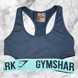 Gymshark Navy Racerback Sports Bra Mint Logo Band Size S